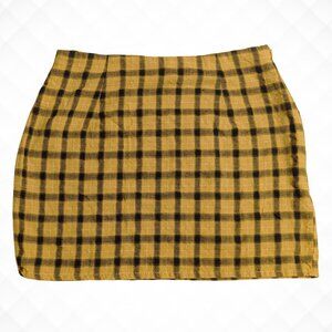 Clueless Yellow Plaid bodycon skirt Mini Skirt College Style Bodycon Skirt- Sz S
